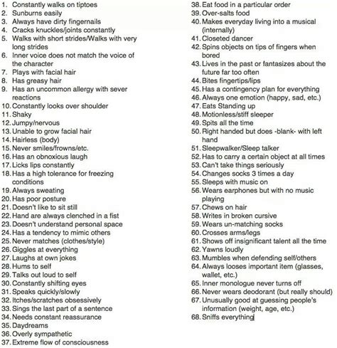 quirk examples|character quirks list.